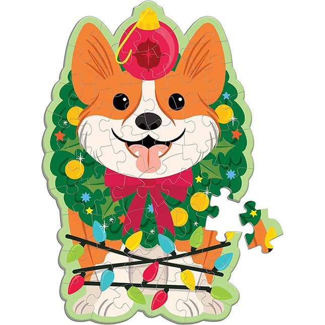 Christmas Corgi 48 piece Scratch & Sniff Shaped Mini Puzzle - US 8290
