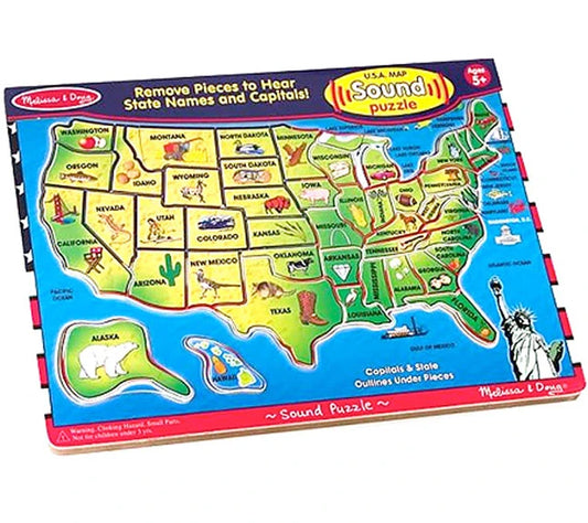 USA Map Sound Puzzle - Best History & Geography for Babies - US 8419