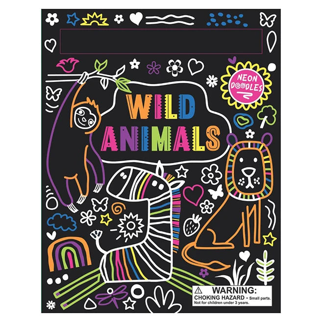 Neon Doodles Book - Wild Animals - Best Arts & Crafts for Ages 3 to 8 - US 7618