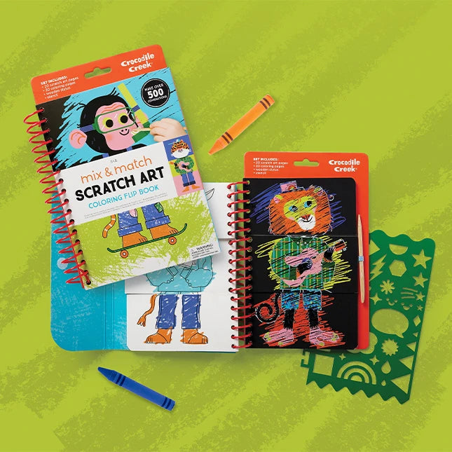 Mix & Match Scratch Art Coloring Flip Book - Animals - US 0901