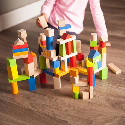 TimberBlocks - 100 Piece Wooden Block Set - Best for Ages 1 to 2 - US 0906