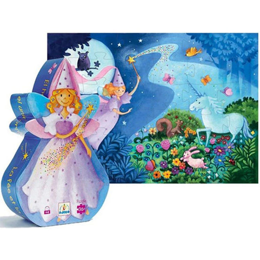 Djeco Silhouette Puzzle - Fairy &amp; Unicorn - Best Puzzles for Babies - US 8879