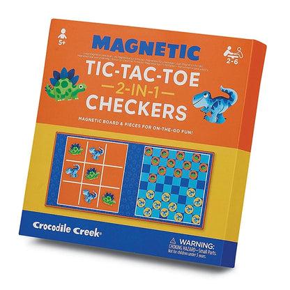 Magnetic Tic-Tac-Toe 2-in-1 Checkers - Dinosaur - Best for Ages 5 to 9 - US 5537