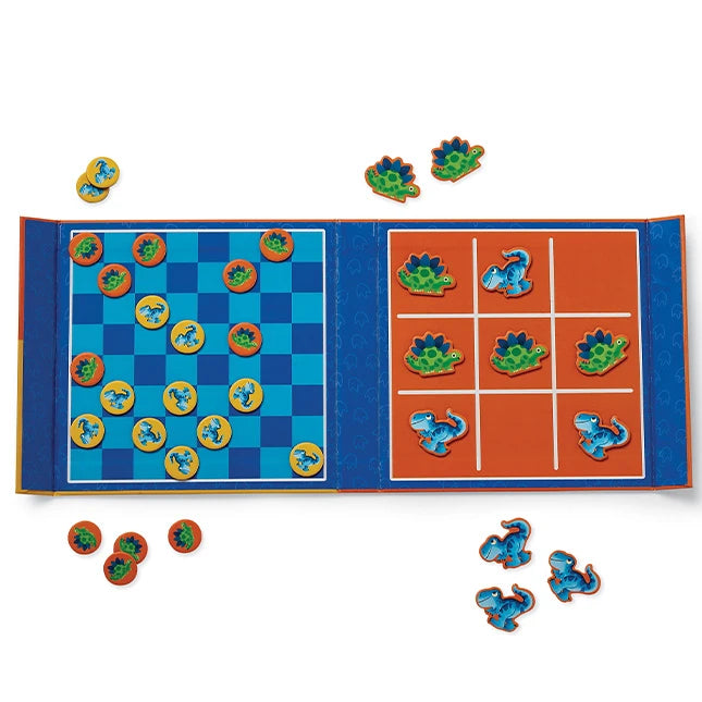 Magnetic Tic-Tac-Toe 2-in-1 Checkers - Dinosaur - Best for Ages 5 to 9 - US 5537